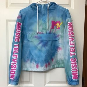 MTV Tie Dye Crop Hoodie Windbreaker Medium